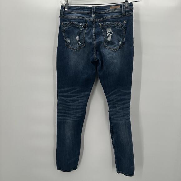 Buckle Black Jeans Womens 28 Blue Skinny Fit 53 Stretch Ankle Midrise Rips - Picture 6 of 15